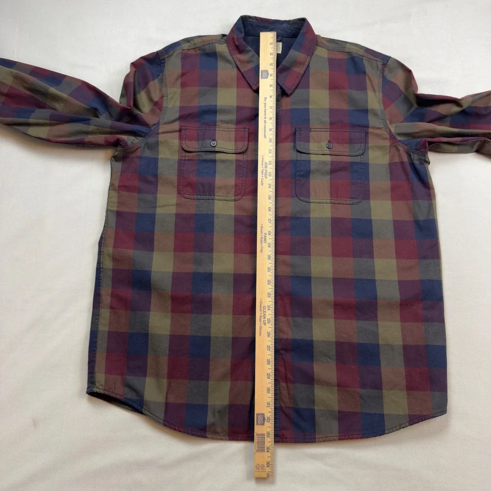 LL Bean Mens‎ XL TALL Plaid Denim Shirt Traditional Fit Multicolor 506058